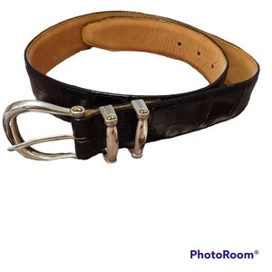 Brighton Black Leather Faux Croc Belt USA S28